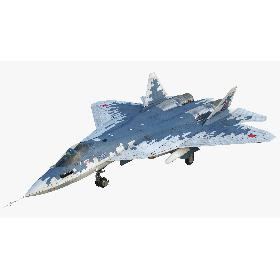 SU 57 Stealth Jet Fighter Pixel Camouflage 3D